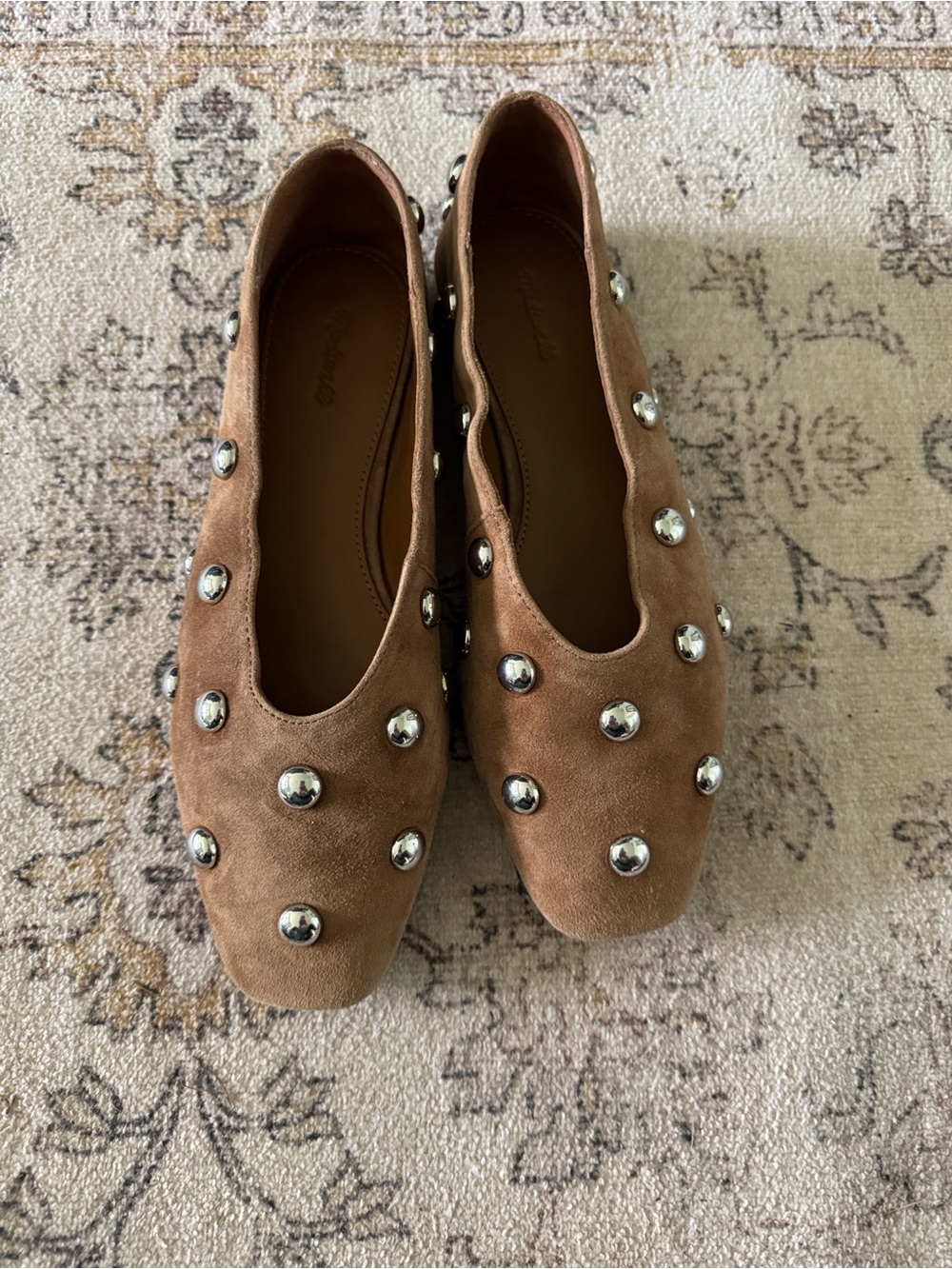 Madewell Brown Suede Studded Ballet Flats